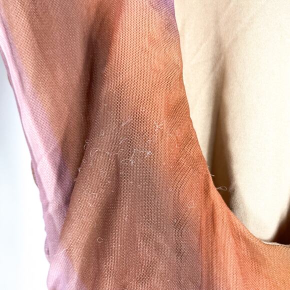 AFRM Maya Mesh Mini Dress Purple Motif Ruched Backless Long Sleeve Bodycon Sz XS - Picture 14 of 16